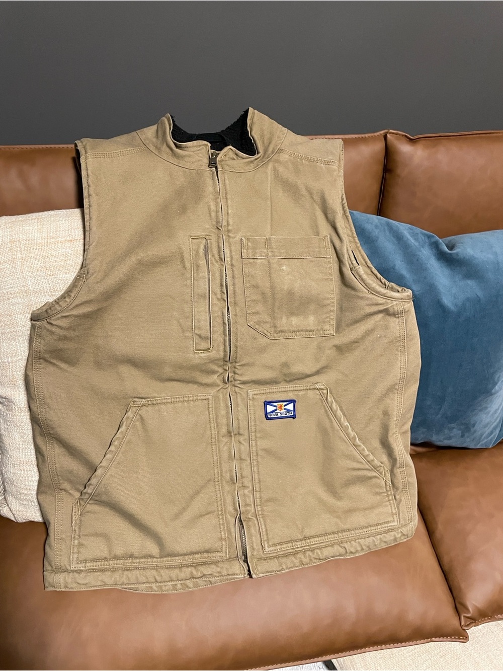 Men's Milwaukee Tan Workwear Vest Jacket - Insulated Zip Front